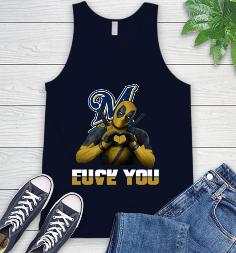 MLB Milwaukee Brewers Deadpool Love You Fuck You Baseball Sports Tank Top 2