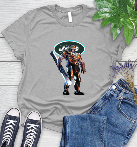 NFL Thanos Gauntlet Avengers Endgame Football New York Jets Women's T-Shirt 5