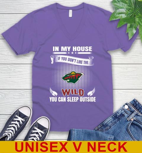 Minnesota Wild NHL Hockey In My House If You Don't Like The Wild You Can Sleep Outside Shirt V-Neck T-Shirt 8