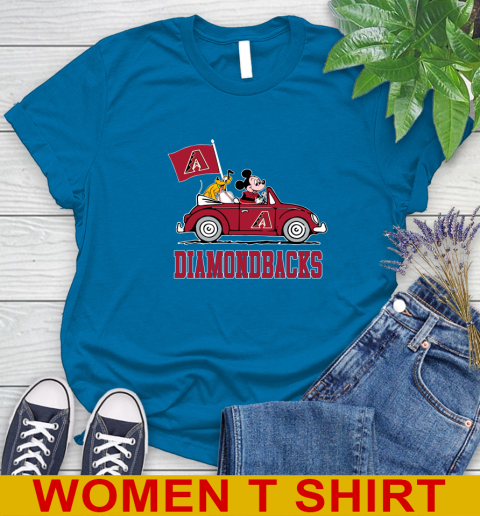MLB Baseball Arizona Diamondbacks Pluto Mickey Driving Disney Shirt Women's T-Shirt 7