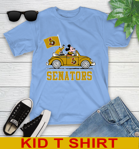 NHL Hockey Ottawa Senators Pluto Mickey Driving Disney Shirt Youth T-Shirt 11
