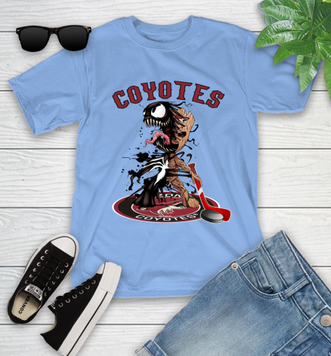 NHL Arizona Coyotes Hockey Venom Groot Guardians Of The Galaxy Youth T-Shirt 11