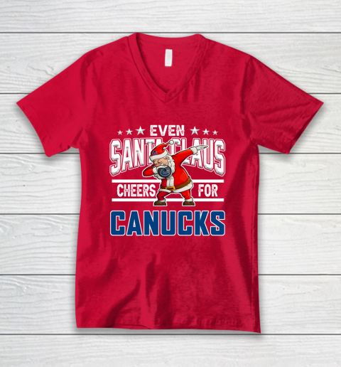 Vancouver Canucks Even Santa Claus Cheers For Christmas NHL V-Neck T-Shirt 6