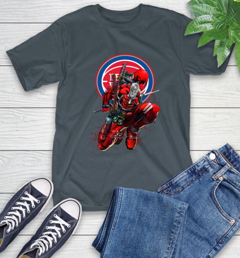 NBA Deadpool Marvel Comics Sports Basketball Detroit Pistons T-Shirt 9