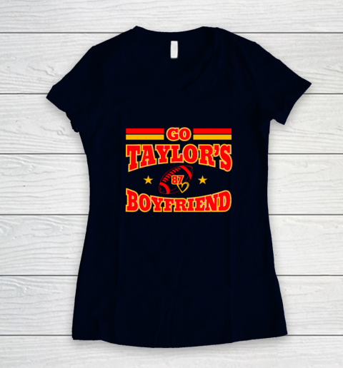 Go Boyfriend Football gift Fans Women's V-Neck T-Shirt 2