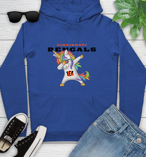 Cincinnati Bengals NFL Football Funny Unicorn Dabbing Sports Youth Hoodie 9