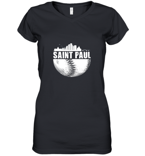 Saint Paul Skyline City Baseball Shirt Souvenir Skyline Women's V-Neck T-Shirt