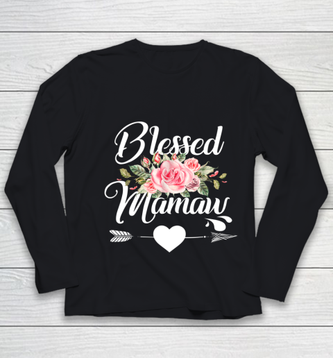 Blessed Mamaw Thanksgiving Christmas Floral Gift For Grandma Youth Long Sleeve