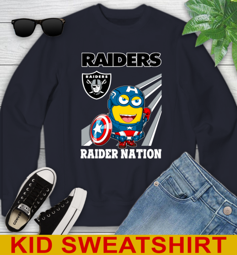 NFL Football Oakland Raiders Captain America Marvel Avengers Minion Shirt Youth Sweatshirt 2