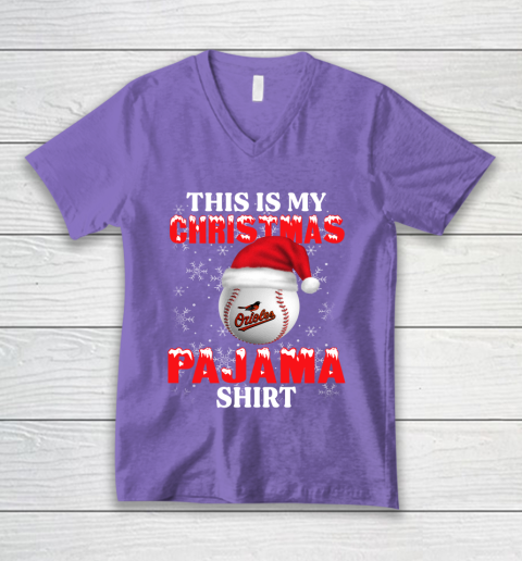 Baltimore Orioles This Is My Christmas Pajama Shirt MLB V-Neck T-Shirt 8