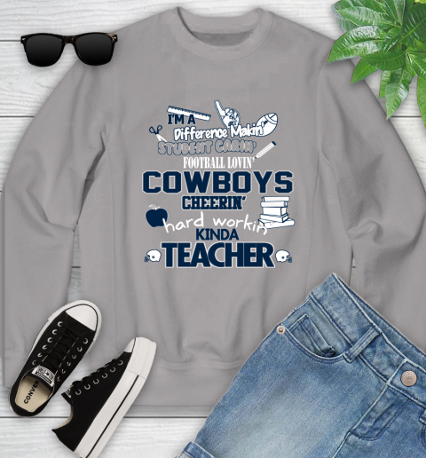 Dallas Cowboys NFL I'm A Difference Making Student Caring Football Loving Kinda Teacher Youth Sweatshirt 3