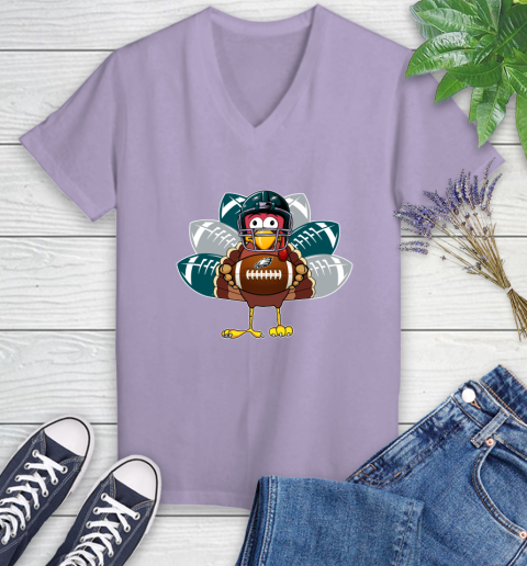 Philadelphia Eagles Turkey Thanksgiving Day Women's V-Neck T-Shirt 14