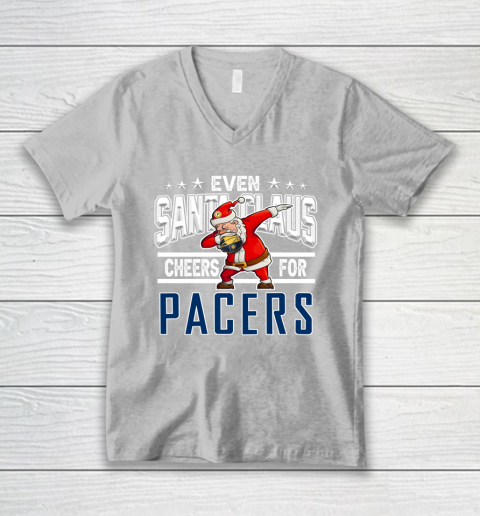 Indiana Pacers Even Santa Claus Cheers For Christmas NBA V-Neck T-Shirt 3