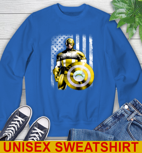 Los Angeles Chargers NFL Football Captain America Marvel Avengers American Flag Shirt Sweatshirt - Image 12