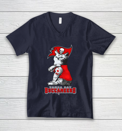 NFL Football My Cat Loves Tampa Bay Buccaneers V-Neck T-Shirt 2