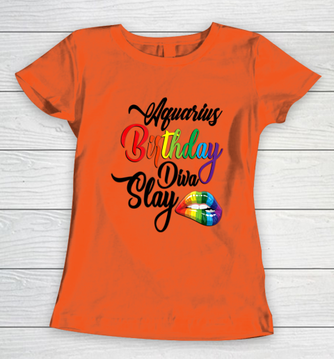 Womens Aquarius Queen March February Girl Birthday Diva Slay Zodiac Women s T Shirt Tee For Sports