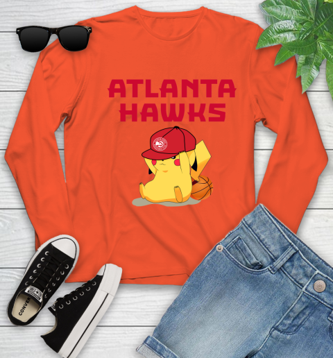 NBA Pikachu Basketball Sports Atlanta Hawks Youth Long Sleeve 4