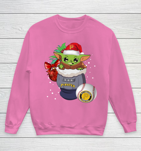 Pittsburgh Pirates Christmas Baby Yoda Star Wars Funny Happy MLB Youth Sweatshirt 7