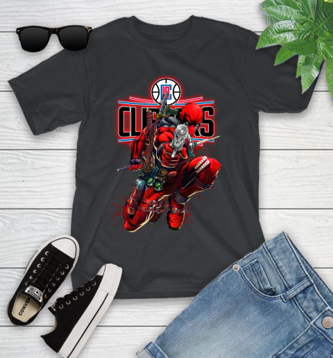 NBA Deadpool Marvel Comics Sports Basketball LA Clippers Youth T-Shirt 2