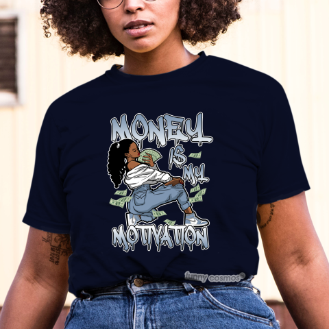 Jordan 1 Hyper Royal Matching Sneaker Tshirt For Woman For Girl Money Is My Motivation White Jordan Shirt
