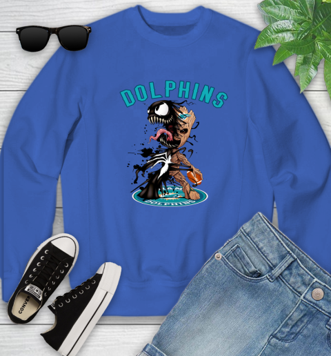 NFL Miami Dolphins Football Venom Groot Guardians Of The Galaxy Youth Sweatshirt 8