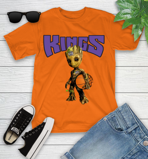 Sacramento Kings NBA Basketball Groot Marvel Guardians Of The Galaxy Youth T-Shirt 7