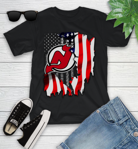 New Jersey Devils NHL Hockey American Flag Youth T-Shirt