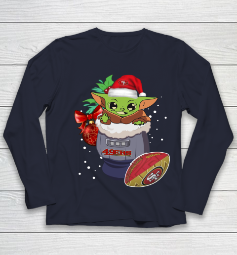 San Francisco 49ers Christmas Baby Yoda Star Wars Funny Happy NFL Youth Long Sleeve 3