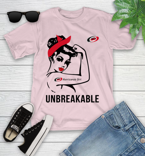 NHL Carolina Hurricanes Girl Unbreakable Hockey Sports Youth T-Shirt 7