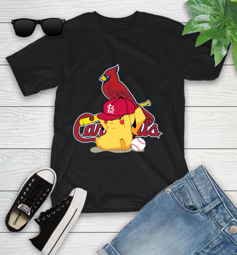 MLB Pikachu Baseball Sports St.Louis Cardinals Youth T-Shirt