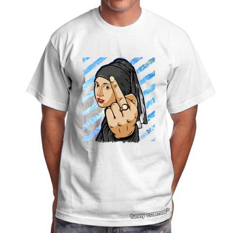 Air Jordan 5 Paris Saint Germain Matching Sneaker Tshirt The girl With The Pearl Earing Middle Finger Black Jordan Tshirt
