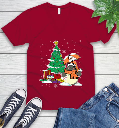 San Francisco Giants MLB Baseball Cute Tonari No Totoro Christmas Sports V-Neck T-Shirt 7