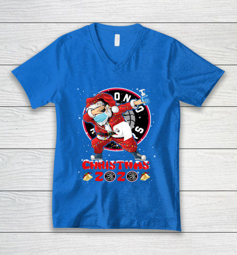 Toronto Raptors Funny Santa Claus Dabbing Christmas 2020 NBA V-Neck T-Shirt 5