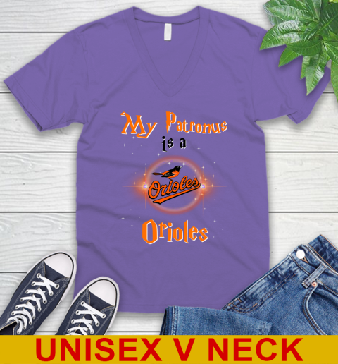 MLB Baseball Harry Potter My Patronus Is A Baltimore Orioles V-Neck T-Shirt 8