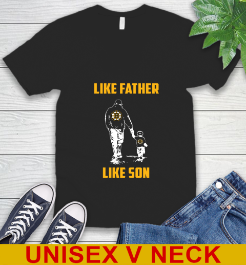 Boston Bruins NHL Hockey Like Father Like Son Sports V-Neck T-Shirt