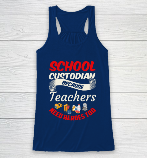 School Custodian Shirt Jokey Funny Saying Custodian Racerback Tank 6
