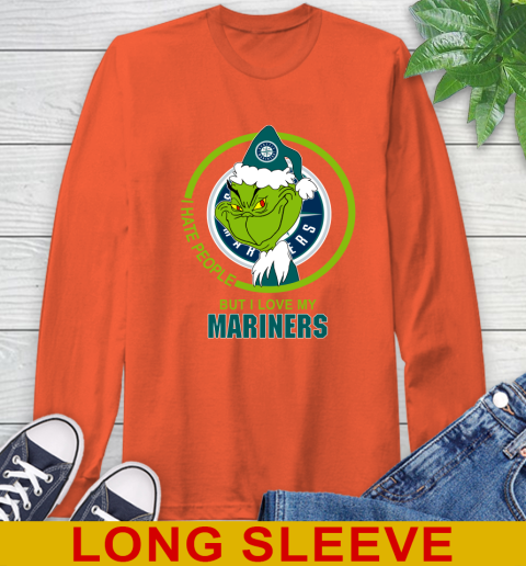 Seattle Mariners MLB Christmas Grinch I Hate People But I Love My Favorite Baseball Team Long Sleeve T-Shirt 5