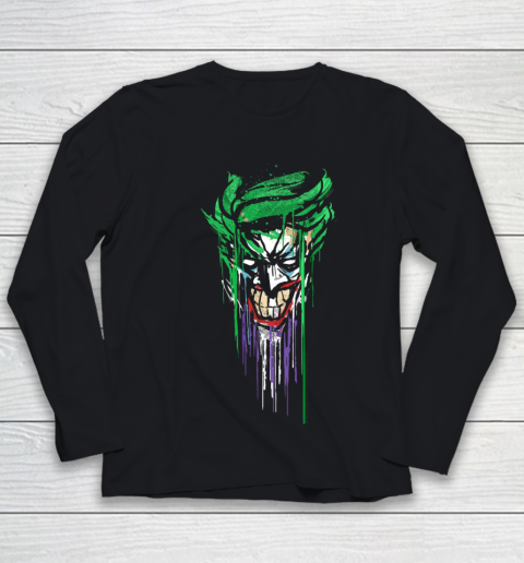 DC Fandome Joker Paint Drip Portrait Youth Long Sleeve