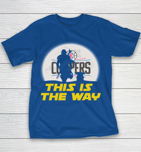 LA Clippers NBA Basketball Star Wars Yoda And Mandalorian This Is The Way Youth T-Shirt 6