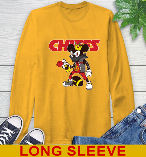 Kansas City Chiefs NFL Football Mickey Peace Sign Sports Long Sleeve T-Shirt 3