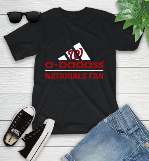 MLB A Badass Washington Nationals Fan Adidas Baseball Sports Youth T-Shirt