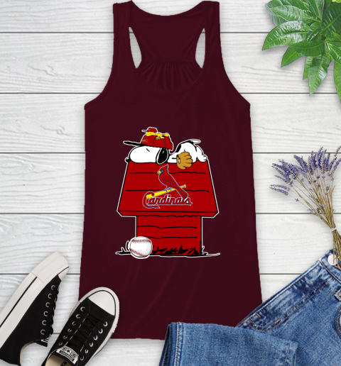 MLB St.Louis Cardinals Snoopy Woodstock The Peanuts Movie Baseball T Shirt Racerback Tank 3
