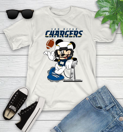 NFL San diego chargers Mickey Mouse Disney Super Bowl Football T Shirt Youth T-Shirt