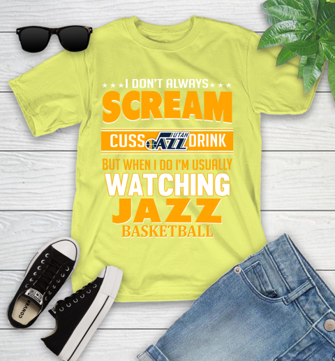 Utah Jazz NBA Basketball I Scream Cuss Drink When I'm Watching My Team Youth T-Shirt 10