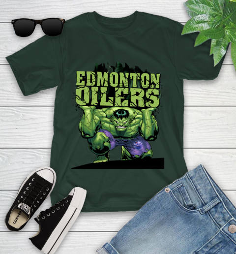 Edmonton Oilers NHL Hockey Incredible Hulk Marvel Avengers Sports Youth T-Shirt 5