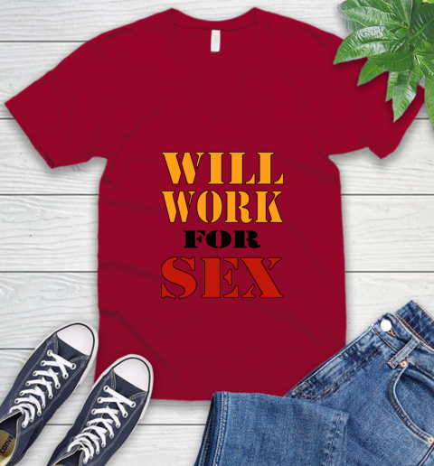 Miley Cyrus Will Work For Sex V-Neck T-Shirt 5