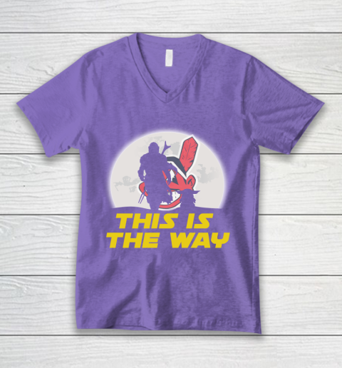 Cleveland Indians MLB Baseball Star Wars Yoda And Mandalorian This Is The Way V-Neck T-Shirt 8