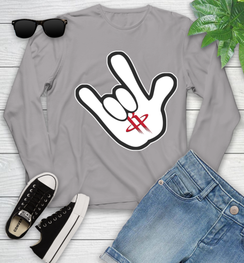 Houston Rockets NBA Basketball Mickey Rock Hand Disney Youth Long Sleeve 5