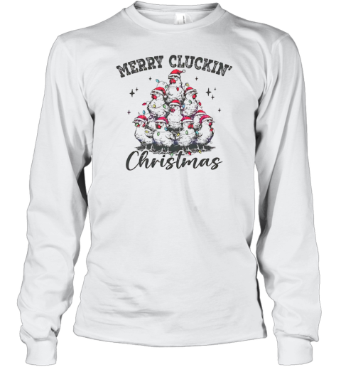 Merry Cluckin Christmas chicken Santa hat Long Sleeve T-Shirt