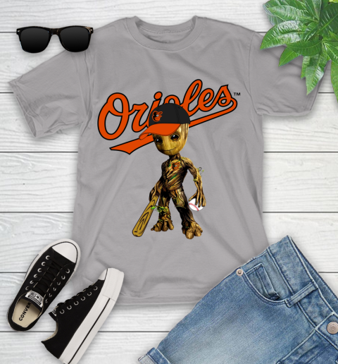 MLB Baltimore Orioles Groot Guardians Of The Galaxy Baseball Youth T-Shirt 4